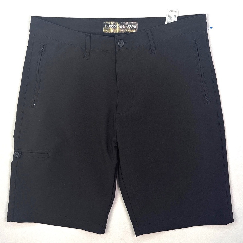 Hudson & Barrow Performance Tech Mens Black Stretch Hiking Shorts Size 32